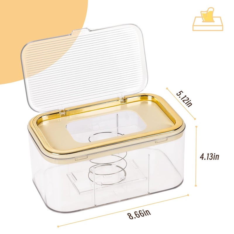 Flenpptly Baby Wipes Dispenser, Wipe Holder Wipes Container Large Capacity Keep Wipes Fresh & Easy to Open (Gold) - Image 2